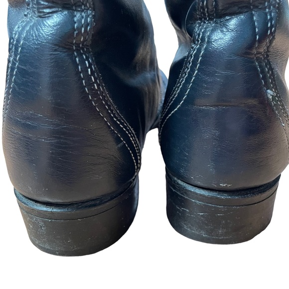 VINTAGE 90s LAREDO Leather Vamp Black Lace Up Roper Cowgirl Boots Size 6.5 - Picture 2 of 10